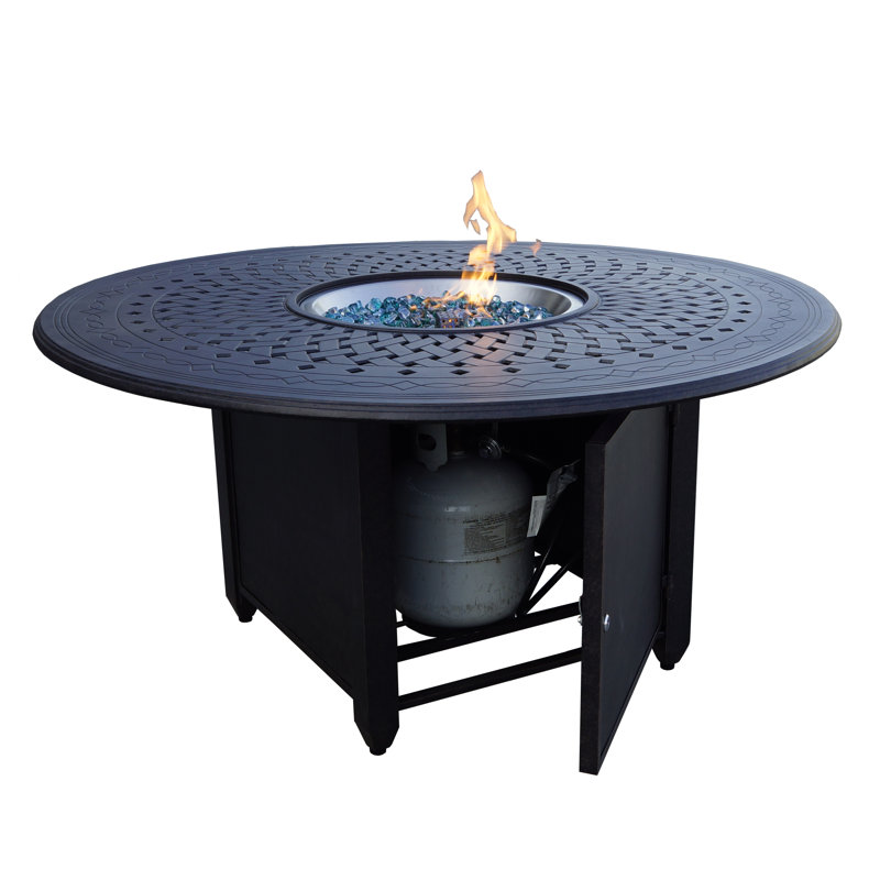 Lark Manor Alyzza 29" H x 60" W Aluminum Propane Outdoor Fire Pit Table